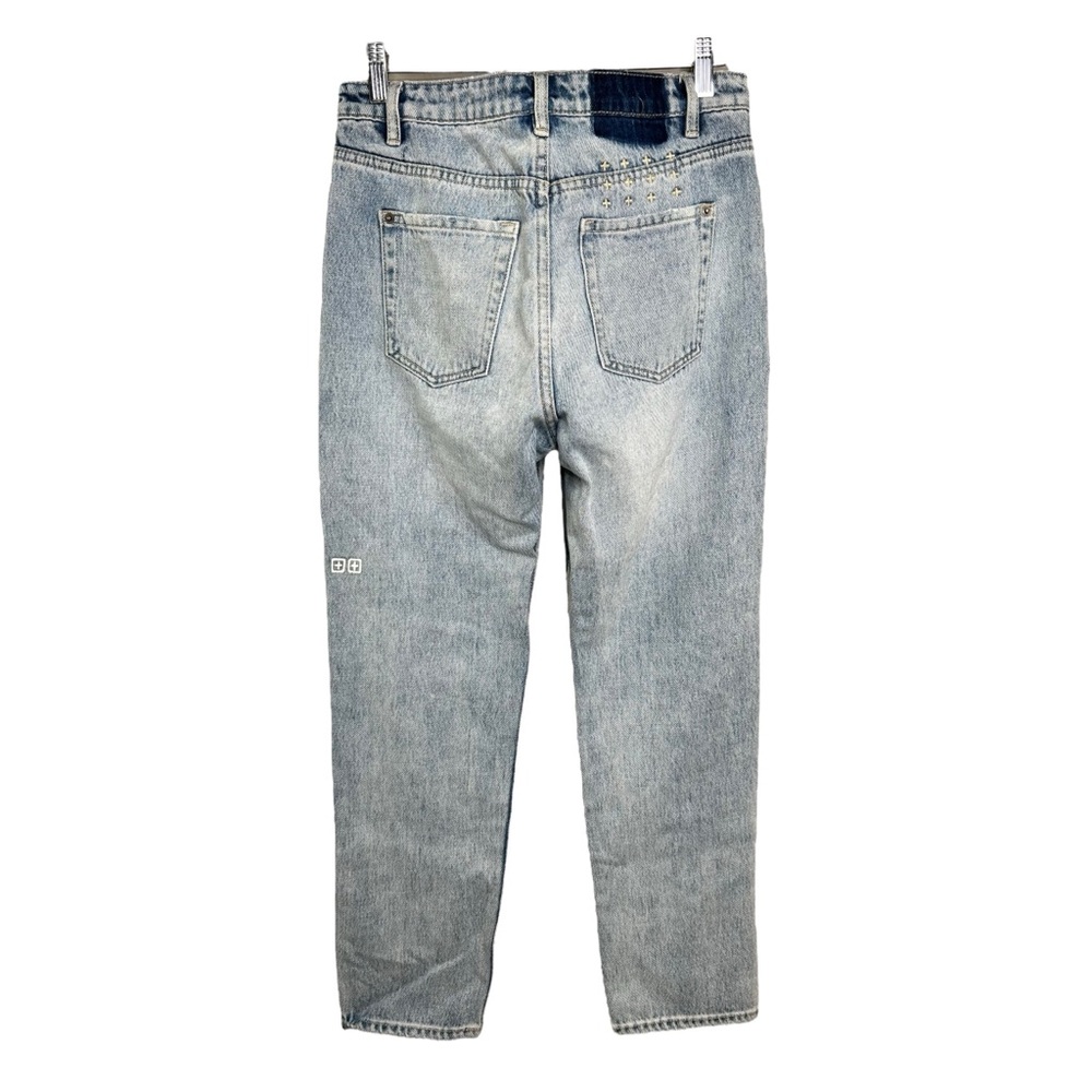 Ksubi Jeans Nine O Lucky Star High Rise Slim Staight Ankle Cropped Medium Wash - Picture 4 of 12
